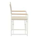 Set de 7 buc masa si scaune de gradina Mabu-Nares aluminiu alb si placaj, Natural, 180x90x72 cm