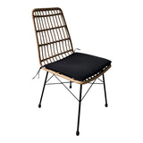 Set de 7 buc masa si scaune de gradina Naoki U ratan Natural si metal, negru, 160x90x78 cm