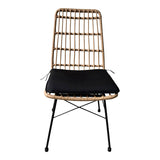 Set de 7 buc masa si scaune de gradina Naoki U ratan Natural si metal, negru, 160x90x78 cm