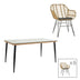 Set de 7 buc masa si scaune de gradina Naoki X ratan Natural si metal, negru, 160x90x78 cm