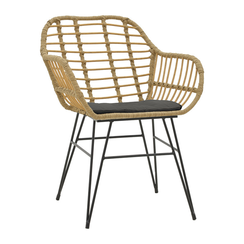 Set de 7 buc masa si scaune de gradina Naoki X ratan Natural si metal, negru, 160x90x78 cm