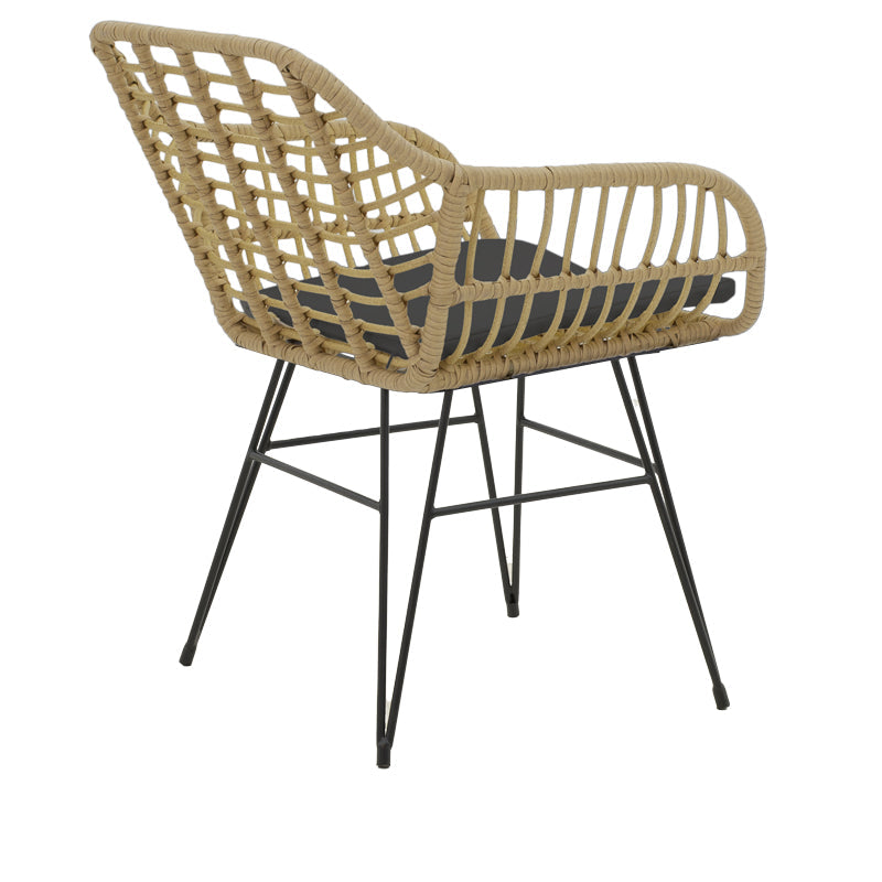 Set de 7 buc masa si scaune de gradina Naoki X ratan Natural si metal, negru, 160x90x78 cm