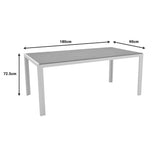 Set de 7 buc masa si scaune de gradina Nares Moly aluminiu alb si placaj, Natural, 180x90x72 cm