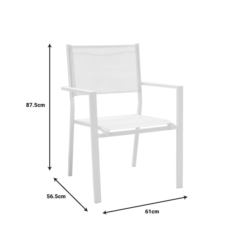 Set de 7 buc masa si scaune de gradina Nares Moly aluminiu alb si placaj, Natural, 180x90x72 cm