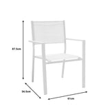 Set de 7 buc masa si scaune de gradina Nares Moly aluminiu alb si placaj, Natural, 180x90x72 cm