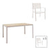 Set de 7 buc masa si scaune de gradina Nares-Moly aluminiu si plasa, alba, 140x80x72 cm