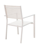 Set de 7 buc masa si scaune de gradina Nares-Moly aluminiu si plasa, alba, 140x80x72 cm