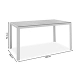 Set de 7 buc masa si scaune de gradina Nares-Moly aluminiu si plasa, alba, 140x80x72 cm