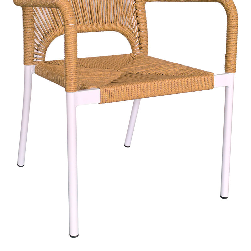 Set de 7 buc masa si scaune de gradina Nares-Norture B aluminiu alb si placaj, Natural, 180x90x72 cm