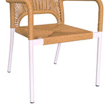 Set de 7 buc masa si scaune de gradina Nares-Norture B aluminiu alb si placaj, Natural, 180x90x72 cm