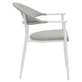Set de 7 buc masa si scaune de gradina Nares-Pino B aluminiu alb si placaj, Natural, 180x90x72 cm