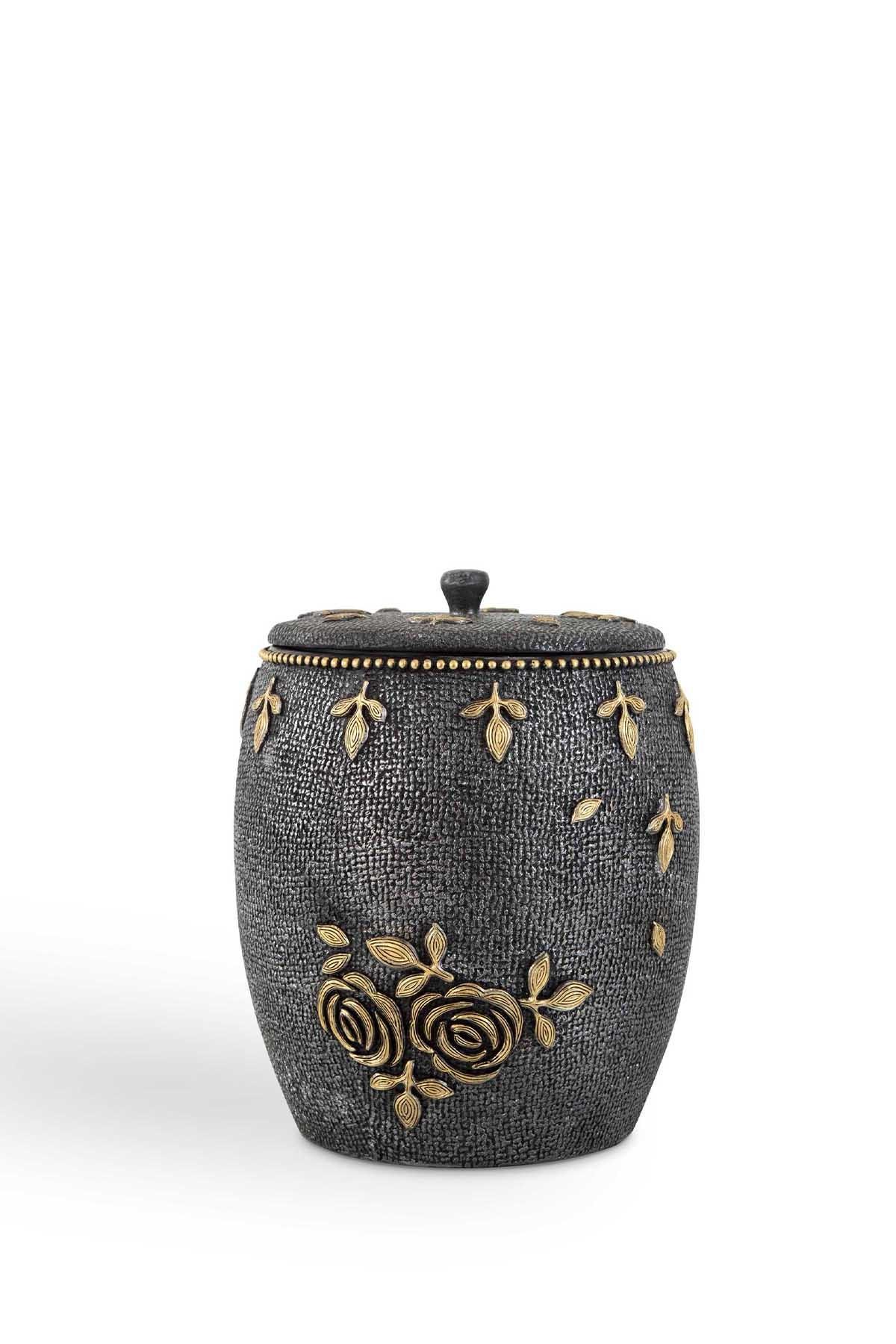 Set de Baie Lux Elvin, Dozator de sapun, Perie, Suport de periuta de dinti, Sapuniera, Coș de Gunoi, Gri, 12x12x3 cm