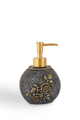 Set de Baie Lux Elvin, Dozator de sapun, Perie, Suport de periuta de dinti, Sapuniera, Coș de Gunoi, Gri, 12x12x3 cm