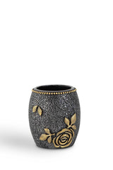 Set de Baie Lux Elvin, Dozator de sapun, Perie, Suport de periuta de dinti, Sapuniera, Coș de Gunoi, Gri, 12x12x3 cm
