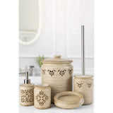 Set de Baie Lux Freda, Bej, Dozator de sapun, Perie, Suport de periuta de dinti, Sapuniera, Coș de Gunoi
