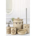 Set de Baie Lux Freda, Bej, Dozator de sapun, Perie, Suport de periuta de dinti, Sapuniera, Coș de Gunoi