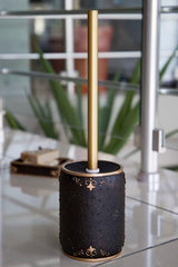 Set de Baie Lux Luxton, Dozator de sapun, Perie, Suport de periuta de dinti, Sapuniera, Negru, 8x81x10 cm