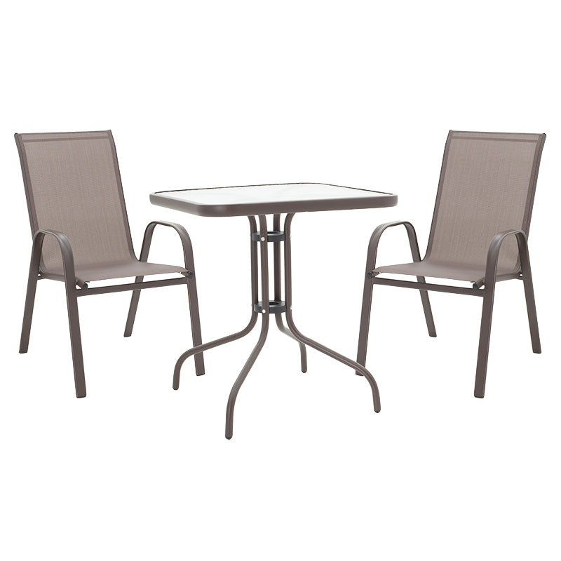 Set de cina 3 bucati Watson-Calan metal negru-tex Maron, maro, 70x70x70 cm