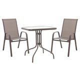 Set de cina 3 bucati Watson-Calan metal negru-tex Maron, maro, 70x70x70 cm