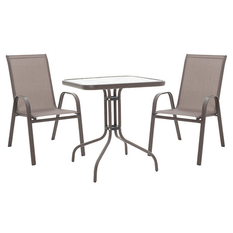 Set de cina 3 bucati Watson-Calan metal negru-tex Maron, maro, 70x70x70 cm