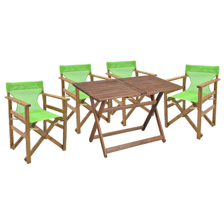 Set de cina Retto 5 piese din lemn de fag masiv, nuc-inchis Gri-inchis, 120x75x71 cm