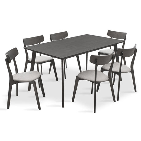 Set de sufragerie Benson - Toto 7 piese, Gri - Nuc, 150x90x75 cm