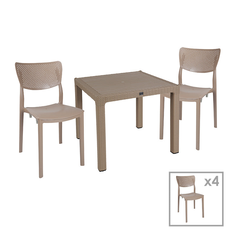 Set de sufragerie Explore-Ignite set 5 piese, Crem, 90x90x74 cm