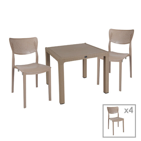 Set de sufragerie Explore-Ignite set 5 piese, Crem, 90x90x74 cm