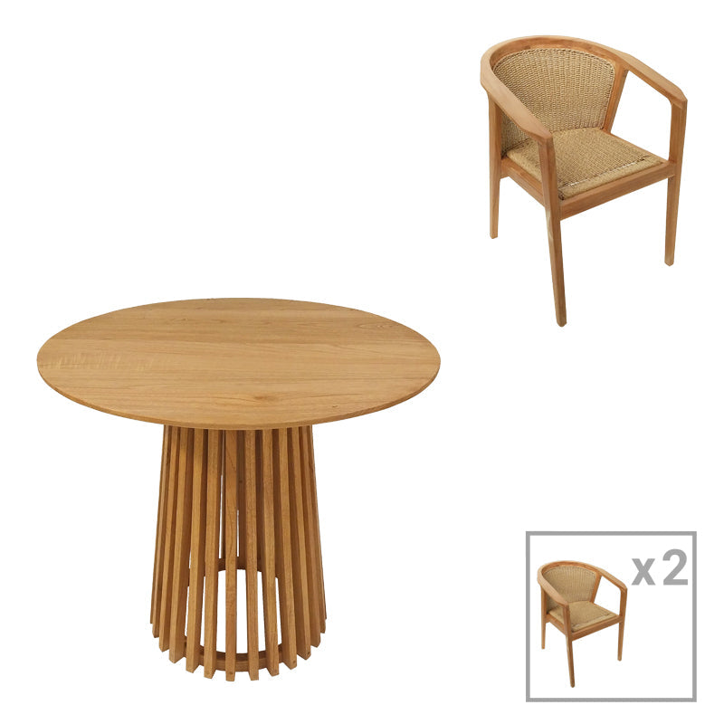 Set de sufragerie Granny-Kenda, 3 piese, Natural, D80x75 cm