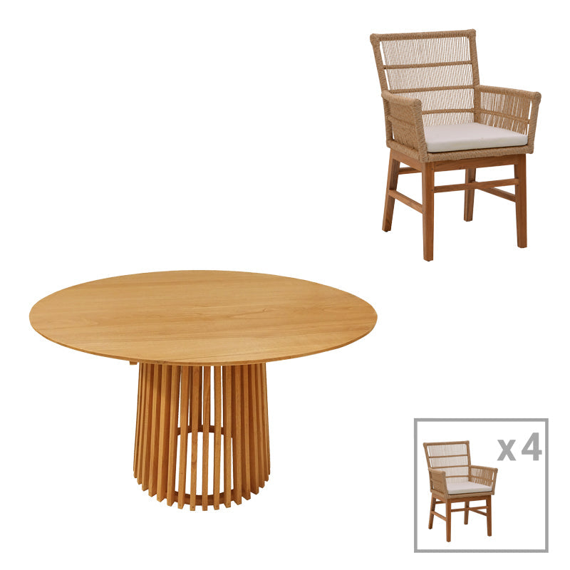 Set de sufragerie Inca-Kenda 5 piese, Natural, D120x75 cm