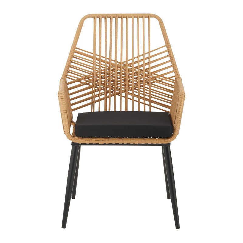 Set de sufragerie Naoki-Tanish 5 bucati din ratan de sticla PE, Natural cu picioare negre, 140x80x78 cm