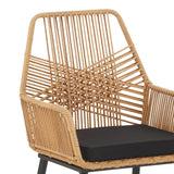 Set de sufragerie Naoki-Tanish 5 bucati din ratan de sticla PE, Natural cu picioare negre, 140x80x78 cm