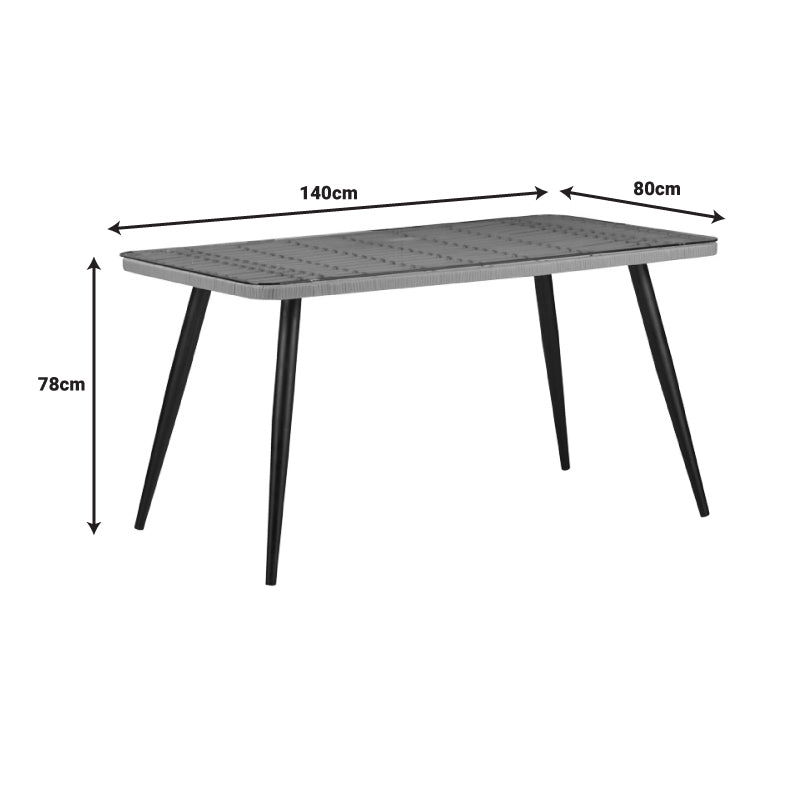 Set de sufragerie Naoki-Tanish 5 bucati din ratan de sticla PE, Natural cu picioare negre, 140x80x78 cm