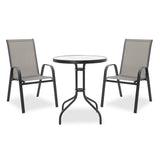Set de sufragerie pentru gradina 3 buc Calan-Watson metal negru-textilene, negru, D60x70 cm