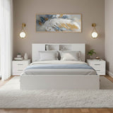 Set dormitor Olympus White, Lemn, Set 3 piese, Pat 140x200 cm