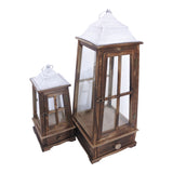 Set de felinare 2 buc Hally, Maro inchis, 22x22x71 cm