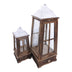 Set de felinare 2 buc Hally, Maro inchis, 22x22x71 cm