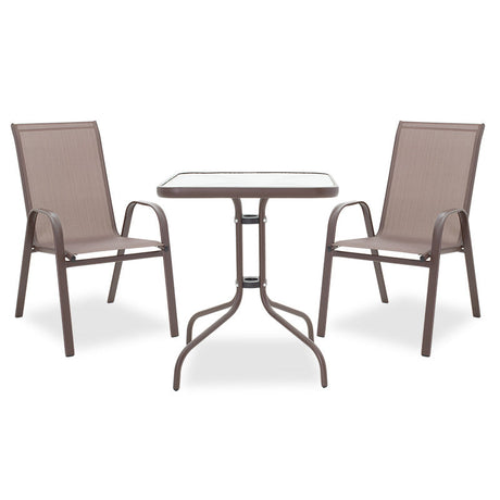 Set de gradina 3 piese Watson-Calan metal-tex Marone, 60x75x90 cm