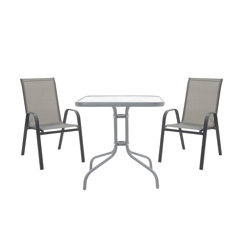 Set de gradina 3 piese Watson-Calan metal-tex Marone, 60x75x90 cm