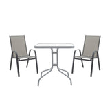 Set de gradina 3 piese Watson-Calan metal-tex Marone, 60x75x90 cm