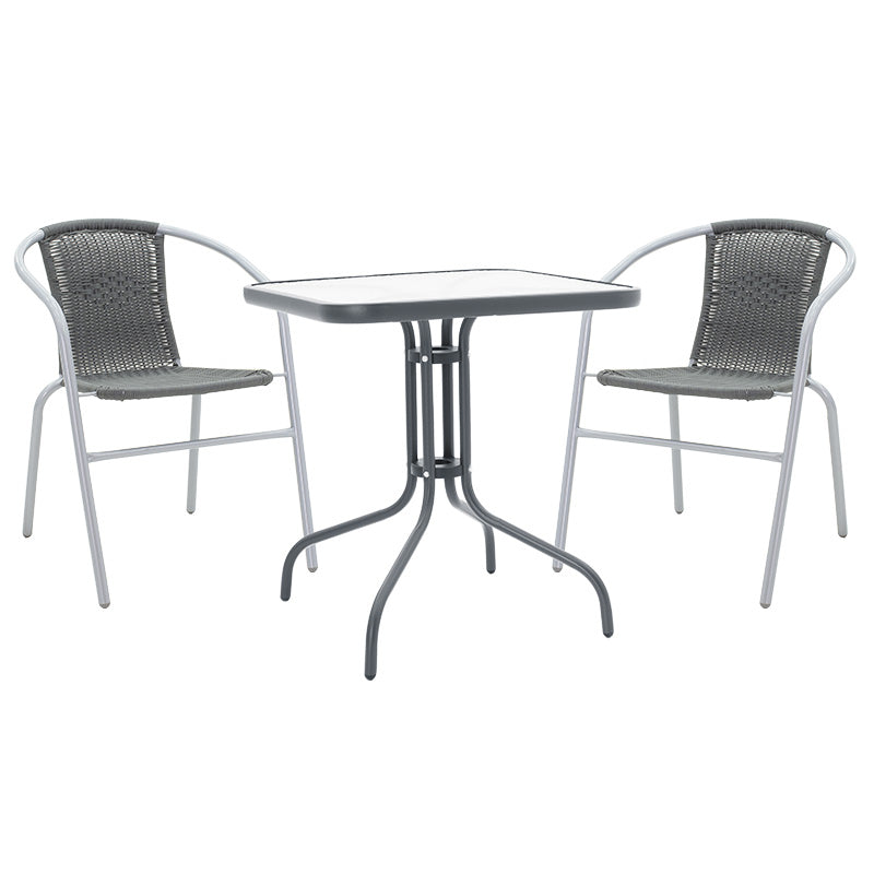 Set de gradina 3 piese Watson-Obbi, Maro - Gri inchis, 70x70x70 cm - Set de gradina 3 piese Watson-Obbi, Maro - Gri inchis, 70x70x70 cm - 130-000043
