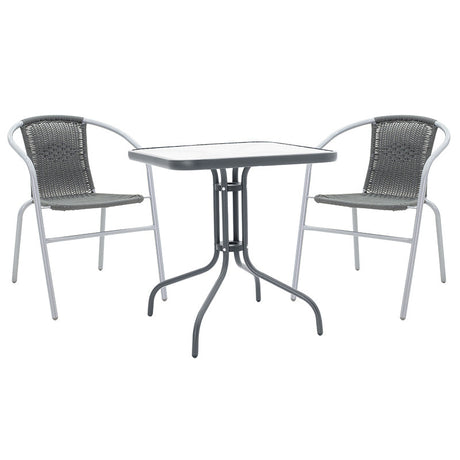 Set de gradina 3 piese Watson-Obbi, Maro - Gri inchis, 70x70x70 cm