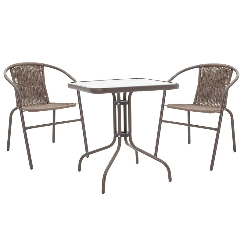 Set de gradina 3 piese Watson-Obbi, Maro - Gri inchis, 70x70x70 cm - Set de gradina 3 piese Watson-Obbi, Maro - Gri inchis, 70x70x70 cm