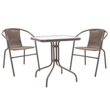 Set de gradina 3 piese Watson-Obbi, Maro - Gri inchis, 70x70x70 cm - Set de gradina 3 piese Watson-Obbi, Maro - Gri inchis, 70x70x70 cm