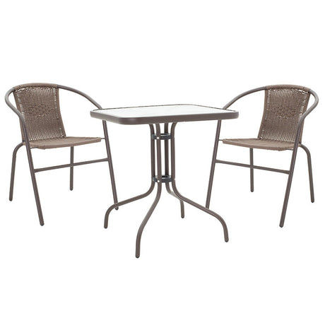 Set de gradina 3 piese Watson-Obbi, Maro - Gri inchis, 70x70x70 cm