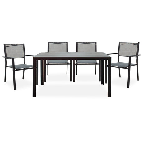 Set de gradina 5 piese Nares-Moly aluminiu texMarone, Alb - Negru, 135x200 cm