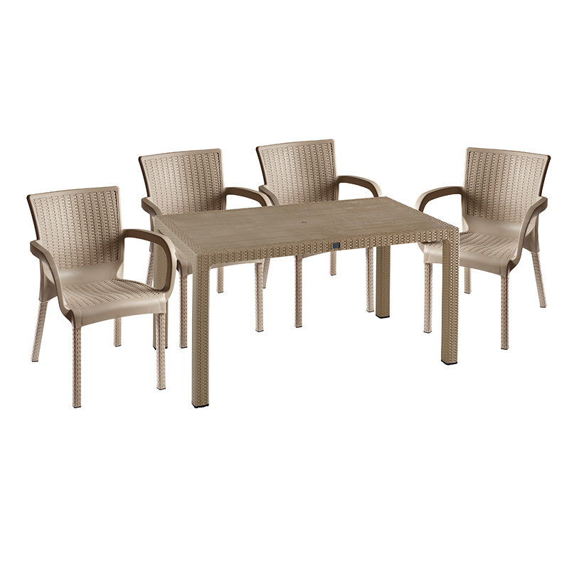 Set de gradina masa si scaune Explore, Festive set 5 piese, cappuccino, 150x90x73 cm