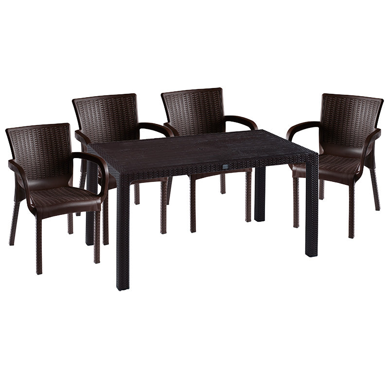 Set de gradina masa si scaune Explore-Festive set 5 piese, maro, 150x90x73 cm