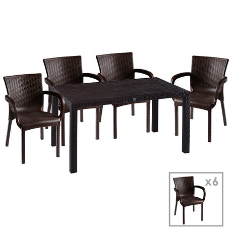 Set de gradina masa si scaune Explore-Festive set 7piese, maro, 150x90x73 cm