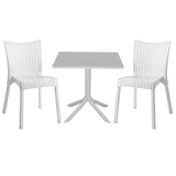 Set de gradina masa si scaune Groovy-Confident set 3 piese, alb, 80x80x74 cm
